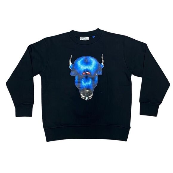 MARCELO BURLON Boys 6 Monster Bull Black Blue Sweatshirt NWOT Italy $215 Retail - Picture 1 of 6